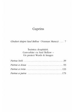 Copertă produs &Icirc;naintea despărţirii. Convorbire cu Saul Bellow. Un proiect Words&Images