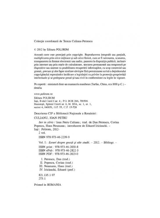 Copertă produs Iter in silvis. Eseuri despre gnoză și alte studii (Vol. I) - gallery big 4