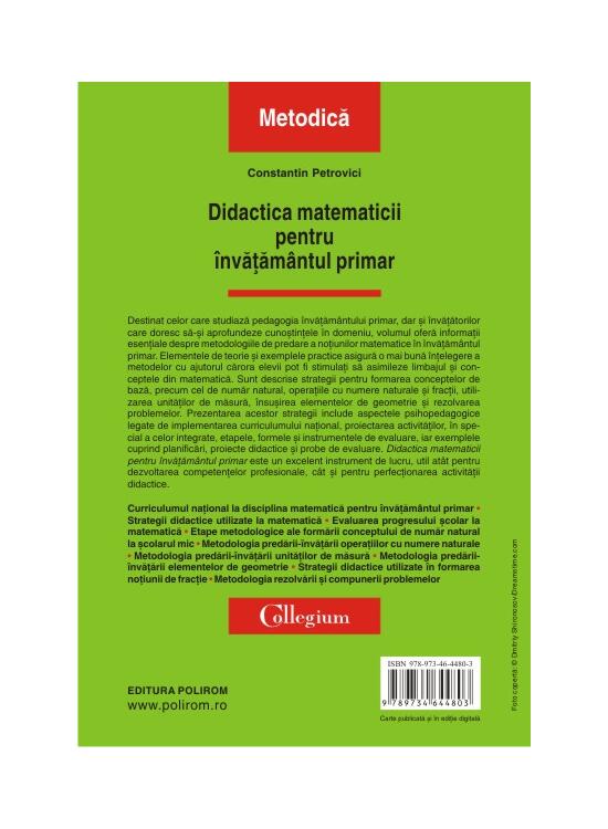 Copertă produs Didactica matematicii pentru &icirc;nvăţăm&acirc;ntul primar - gallery big 2