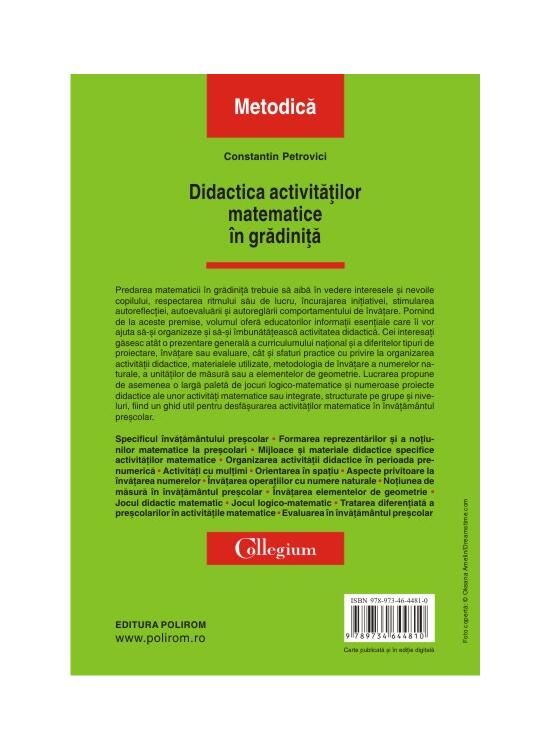 Copertă produs Didactica activităţilor matematice &icirc;n grădiniţă - gallery big 2